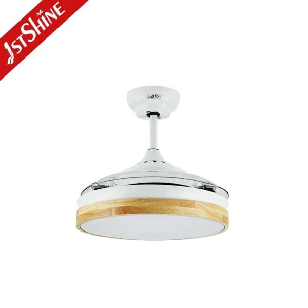 10- 1stshine Contemporâneo Madeira exclusiva Escondida Sem lâmpada de ar LED Iluminação de lâmpada de teto dobrável Luz de ventilador