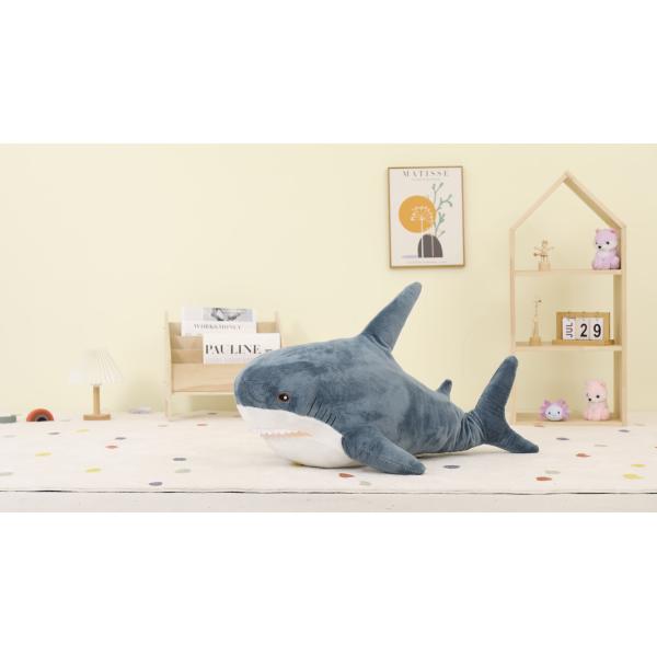 MorisMos 40-Inch Unisex Giant Shark Soft Plush Toy Cute Cotton Stuffed Hugging Pillow Kids' Stress Relief Gift Custom Washed PP