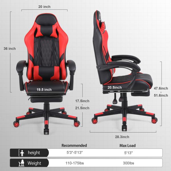 Competitive Iron Metal Computer Racing Gaming Chair with Footrest and Lumbar Support