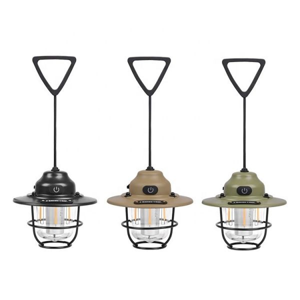 Source Factory Wholesale New Outdoor Portable Hanging Light Waterproof USB Rechargeable Lantern LED Camping Tent Lamp