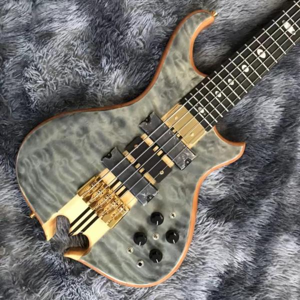 Custom Alem Style Mark King 5 Omega Cut Bottom Shape Neck Through Body Flamed Maple Top 5 Strings Bass Guitar