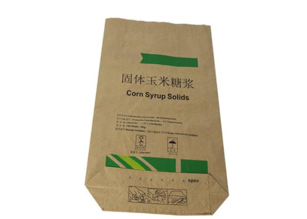 Reusable Square Bottom Multiwall Kraft Paper Bags Anti Slip Surface Treatment