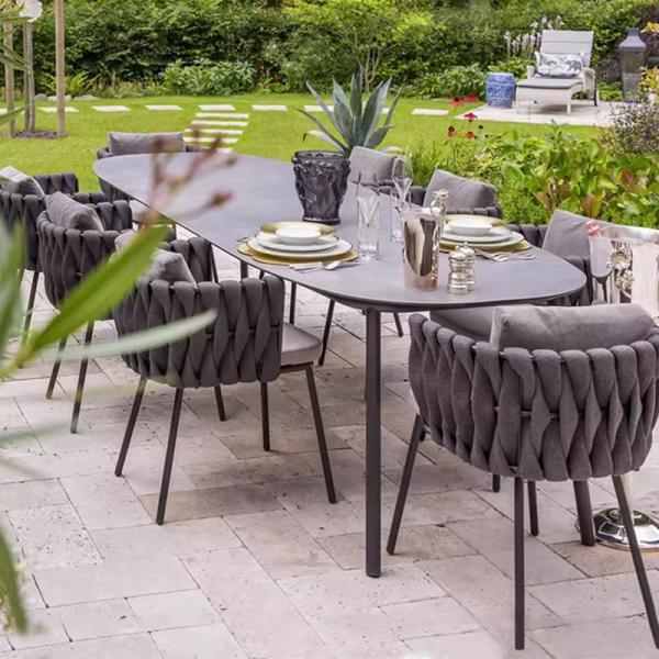 310GM2 Fabric Rope Outdoor Dining Chair Washable Rope Garden Chairs