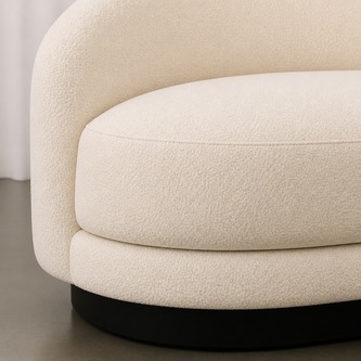 Sculptural Curved Boucle 2-Seater Sofa with Black Plinth Base SF-011