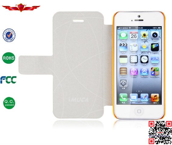 Hot Selling 100% Qualify Colorful PU Wallet Leather Cover Case For Iphone 5 5S Durable