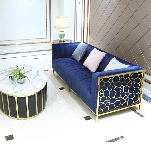 2 - 3 Seater Living Room Lounge Sofa Stainless Steel Velvet Couch European Style