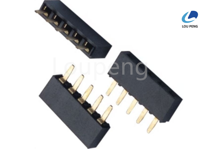 Vertical Female Header Connector Gold Plated Single Row Brass Contact Material Durable Connector for Electronic Devices
