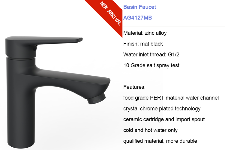 ARROW Zinc Alloy Mat Black Ceramic Valve Core Basin Mixer Faucet Waterfall Tap for Projects