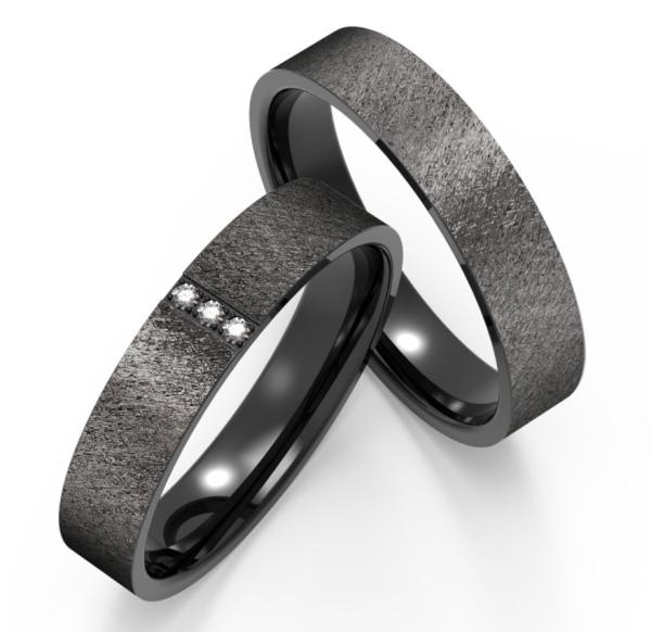 Titane noir sur mesure Jeu de mode pour hommes bijoux en forme de dôme incrusté en zircon poli