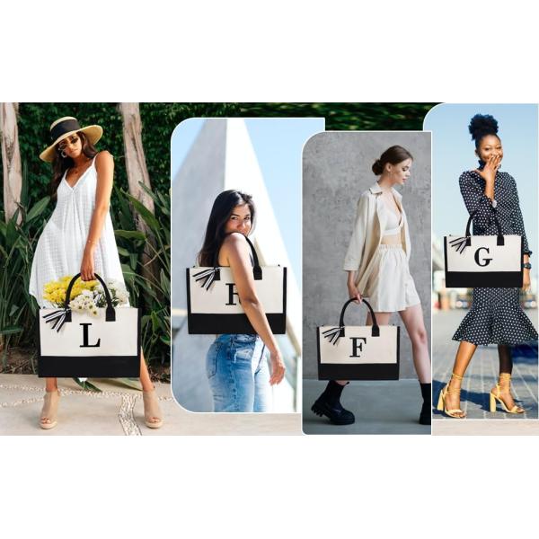 Extra Large Canvas Beach Bag With 2 Side Pockets for Beach, Travel, Cruise, Shopping, Ideal Gift for Women