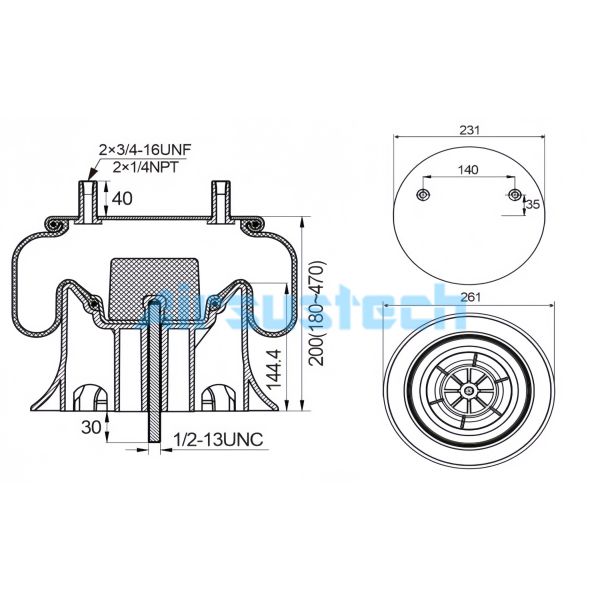 Goodyear 1R12-668 Trailer Suspension Air Spring 290 MM Stroke for Reduce Shock