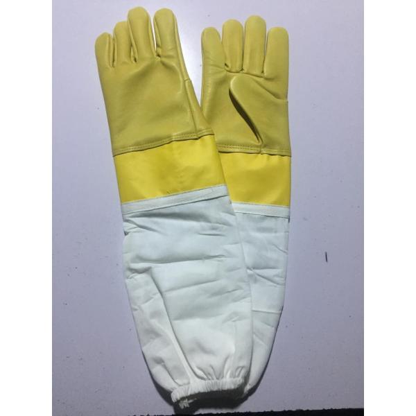 #13 Yellow Goat Skin And Smoothy Leather Wrist Protector And White Cloth Sleeve Bee Glove