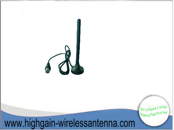 Black DVB-T / CMMB / DMB UHF VHF Magnetic Base Antenna Whip 3 dBi IEC Male Connector