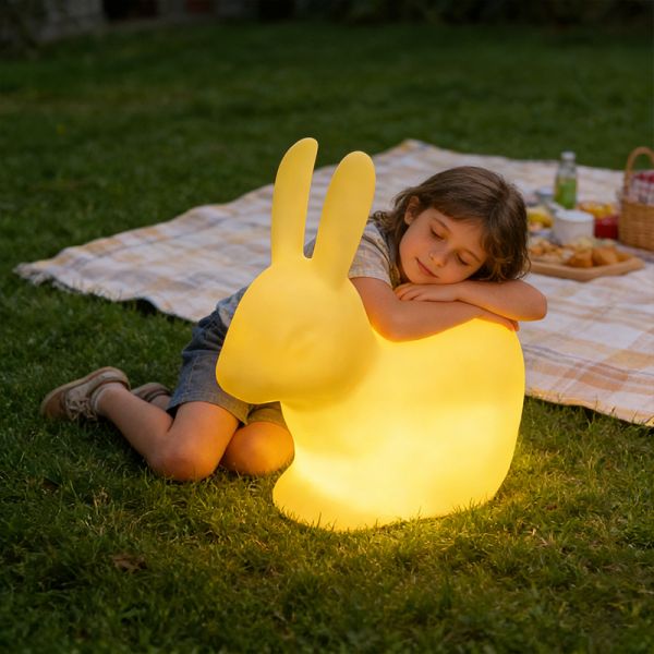 Kids LED Rabbit Chair Night Light – Bunny Seat Lamp for Indoor Playrooms, Bedroom Decor and Outdoor Garden Lighting