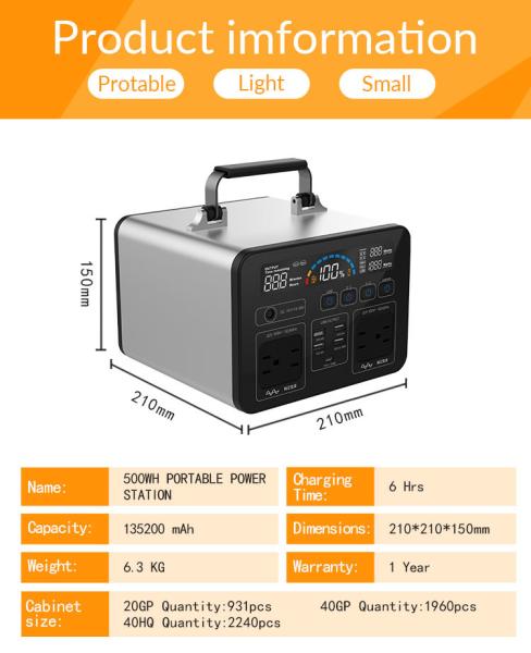 500wh 230v 12V10A Camping Portable Power Station