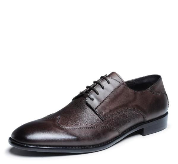 Anti - Slip Italy Handmade Oxford Shoes , Full Grain Leather Mens Brown Formal Shoes
