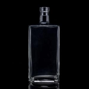 Impressão de tela 1000ml garrafa de vidro transparente para vodka forma quadrada