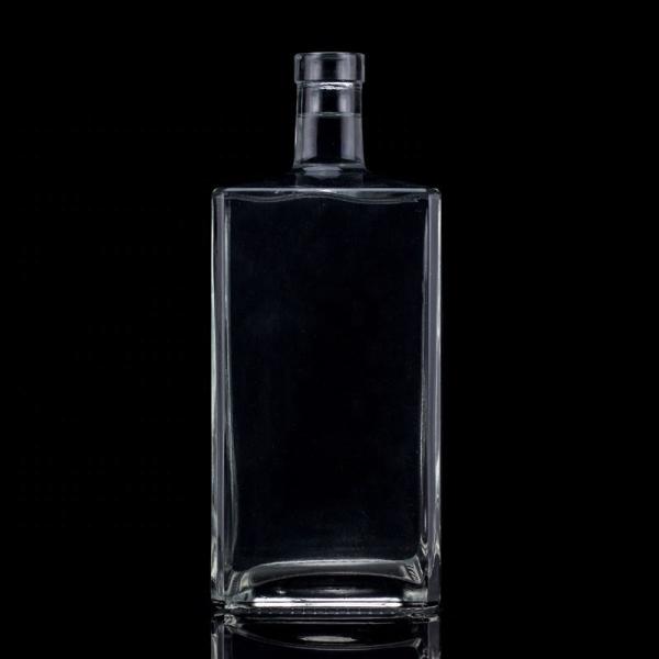 Impressão de tela 1000ml garrafa de vidro transparente para vodka forma quadrada com tampa de parafuso