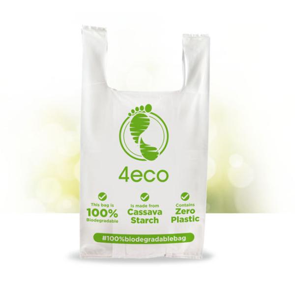 Blocked Biodegradable T Shirt Bags Packaging Compostable Grocery Bags With Handles
