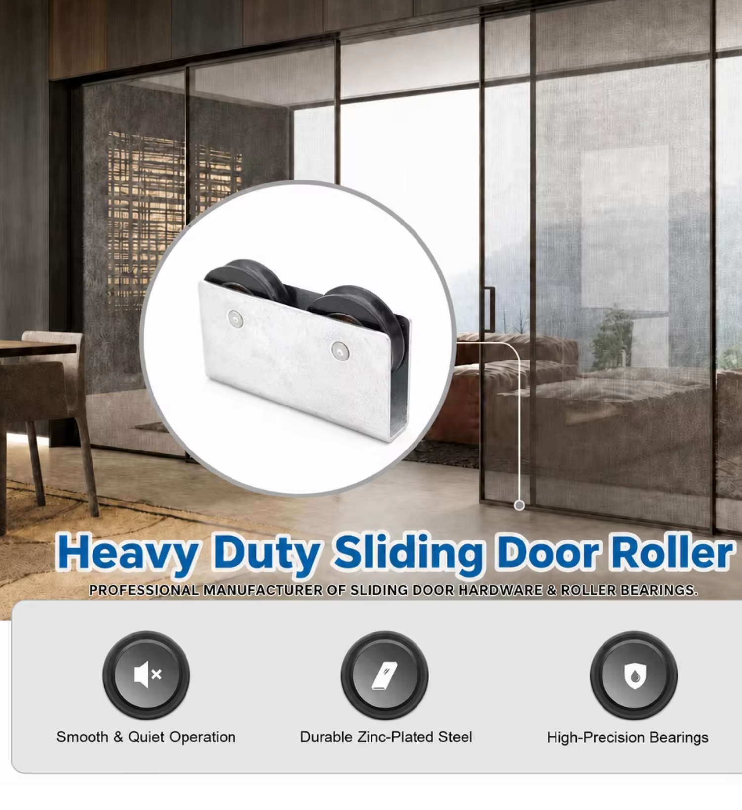 70mm Window Roller for 8mm Narrow Tracks with 2 mm Thickness Tandem Roller Precision Sliding Hardware