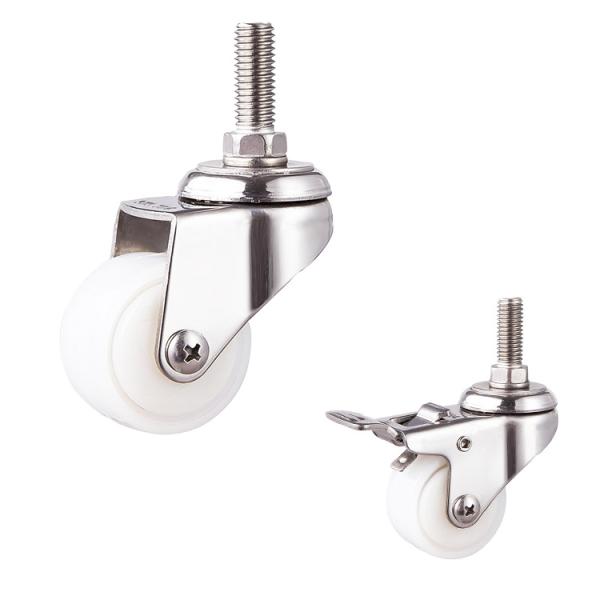 50KG roue filetée blanche de PA de tige d'acier inoxydable de la capacité 50x22mm avec des couvertures