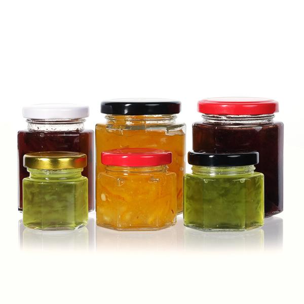 High Quality Customized Hexagon Shape Glass Jar for Honey Jams Food Storage With Lid