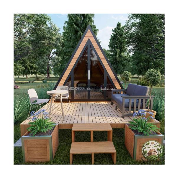 Hotel Resort Casa de contenedores prefabricada con una habitación baño cocina y puerta de paneles de sándwich en forma triangular moderna