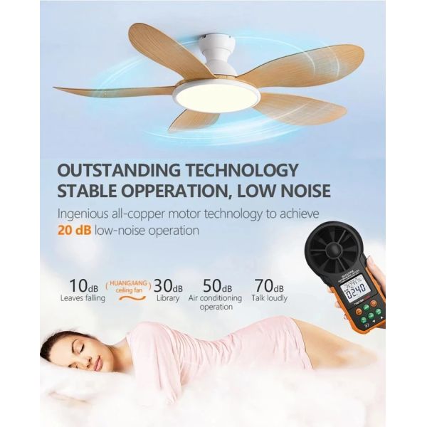 52inch Modern LED 60W Low Floor 35W Ceiling Fans With Remote Control wood Ceiling Fan With Light (WH-VLL-35)