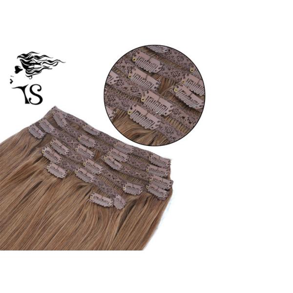 Silky Straight Mongolian Clip In Extensions Human Hair Light Brown No Shedding