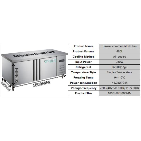 Congélateur de restauration commercial à haut rendement 480L Économie d'énergie sous congélateur de table de travail