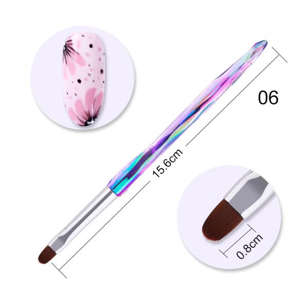 Nylon Acrylic Handle Nail Gel Brush French Glitter Flower Magnet Nail Gel Pen