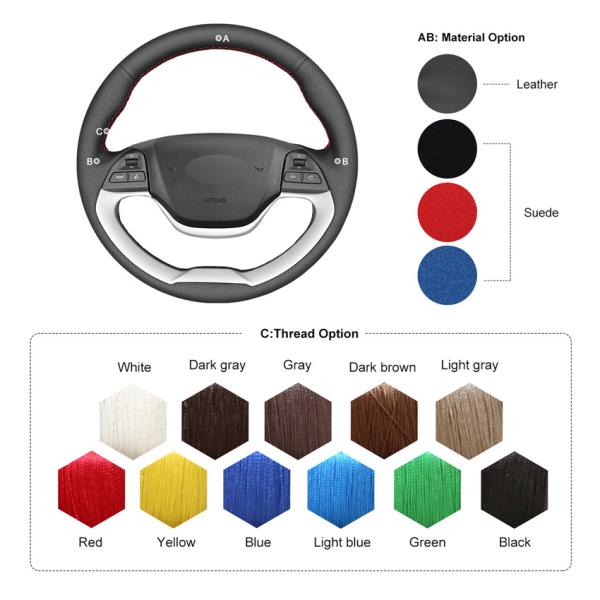 Artificial Leather Purple Steering Wheel Cover for Kia Morning Picanto 2011-2016