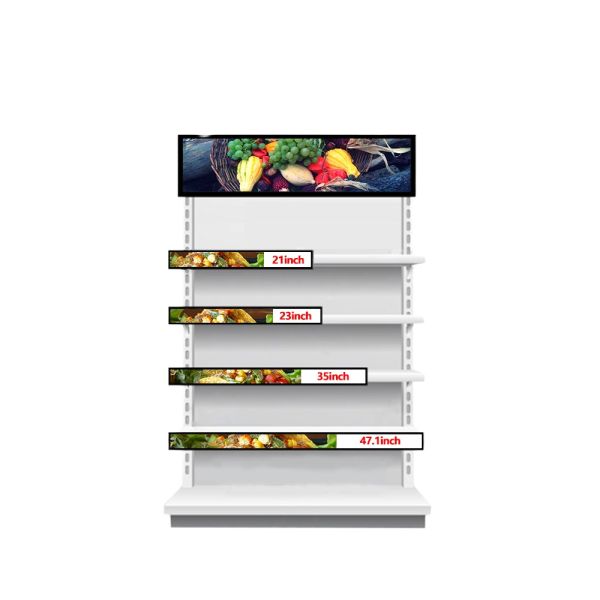 MJK LCD Stretched Bar Type Digital Signage Ad Player Shelf Screen Shop LCD Advertising Display WiFi Network