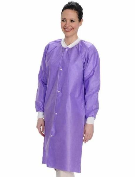 45GSM SMS Dental Breathable Unisex Disposable Lab Jackets with Open Front and Collar