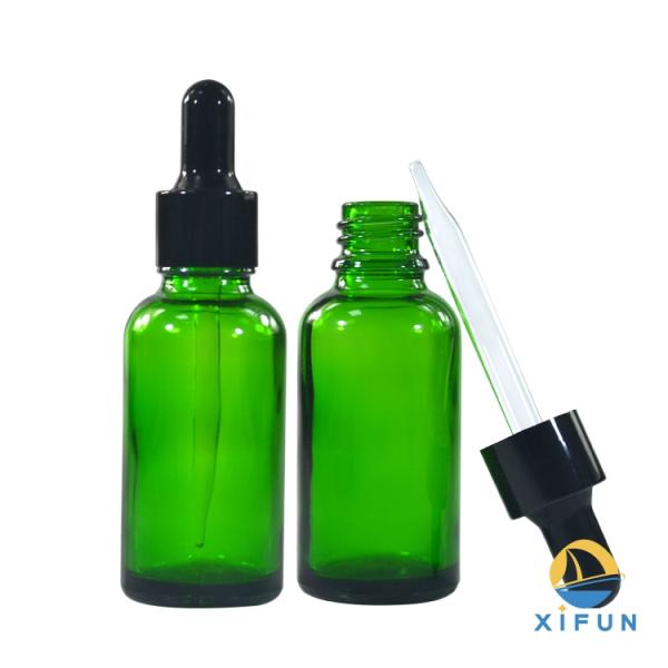 Essential Oil Brown Dropper Bottles , Oil Dropper Bottle With Aluminum Black Dropper Cap