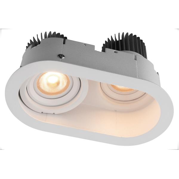 2*7W /10W 3000K Double head LED Down Lights White Aluminum Cut Size 2* 72mm