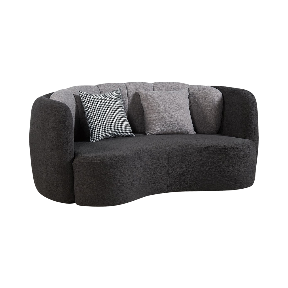 Modern Chesterfield Two-Seater Fan-Shaped Sofa Set Stylish Fabric for Hotels & Villas Tufted Feature Comfortable Sponge Filling