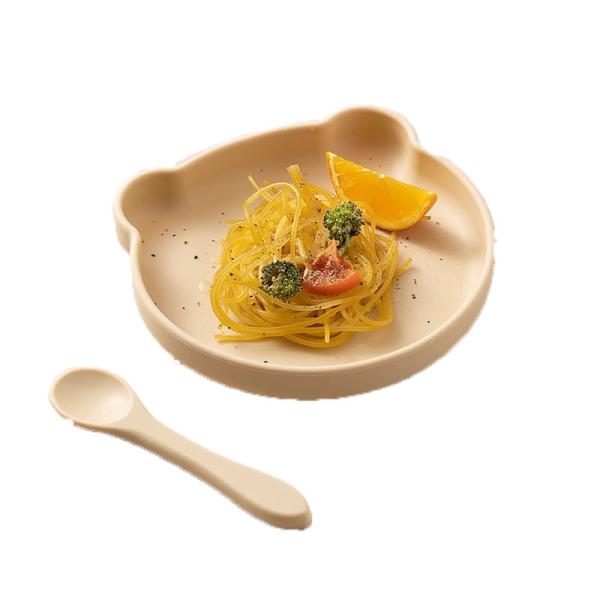 Silicon Pink Childrens Tray Plate Spoons And Bowl With Compartment With Size Is 18*18*4cm And Weight Is 220 Gram