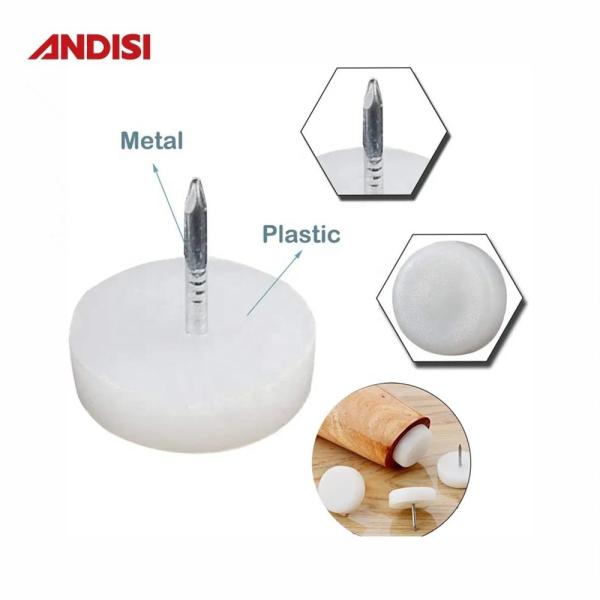 Furniture Leg Protector Foot Skid Nails for Table Modern Design Style White Finish