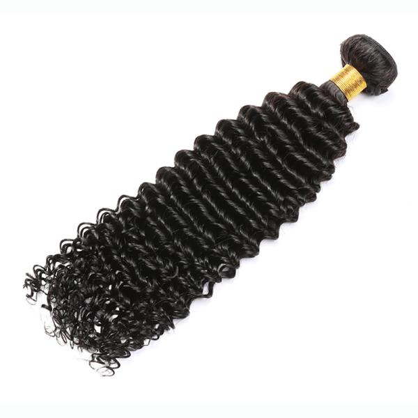 Natural Black 100% Brazilian Virgin Hair / Deep Curly Human Hair Bundles