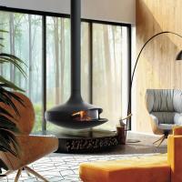 Maison chaude Feu à bois de fer de carbone Fossée de feu avec cheminée d'allumage manuel à l'intérieur