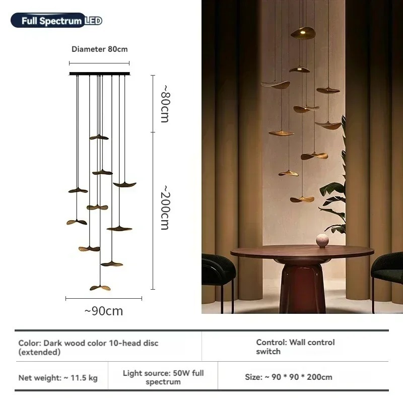 Japanese Wabi-sabi Style Retro Solid Wood Staircase Chandelier(WH-NC-156)