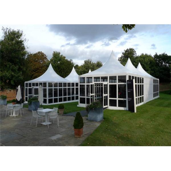 White PVC 5x5m Party Pavilion Tent With French Glass Wall Windows