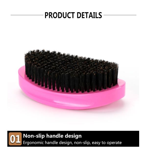 Cepillo de onda rojo rosa para 360 Nylon mezclado de pelo de jabalí de pelo de pelo curvo de pelo de pelo duradero