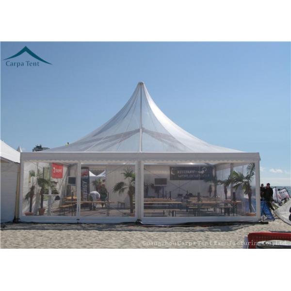 White PVC 5x5m Party Pavilion Tent With French Glass Wall Windows