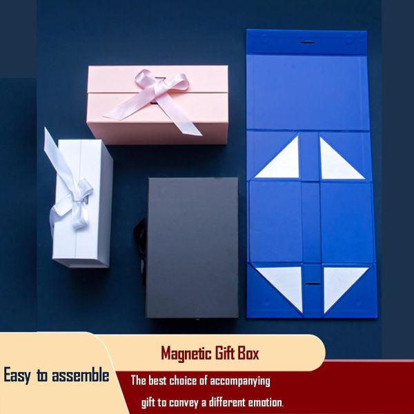 Gift Boxes With Ribbon Foldable Set Of 5 Glossy Finish Magnetic Gift Boxes For Luxury Presentations And Groomsmen Proposal Foldable Magnetic Box CARDBOARD BOX PAPER BOX