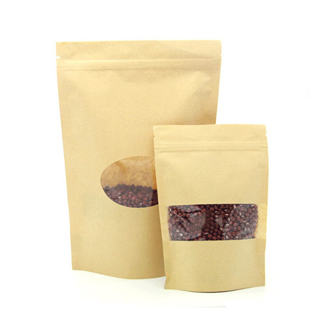 Biodegradable мешок Kraft бумажный стоит вверх мешки 28g 5kg с окном