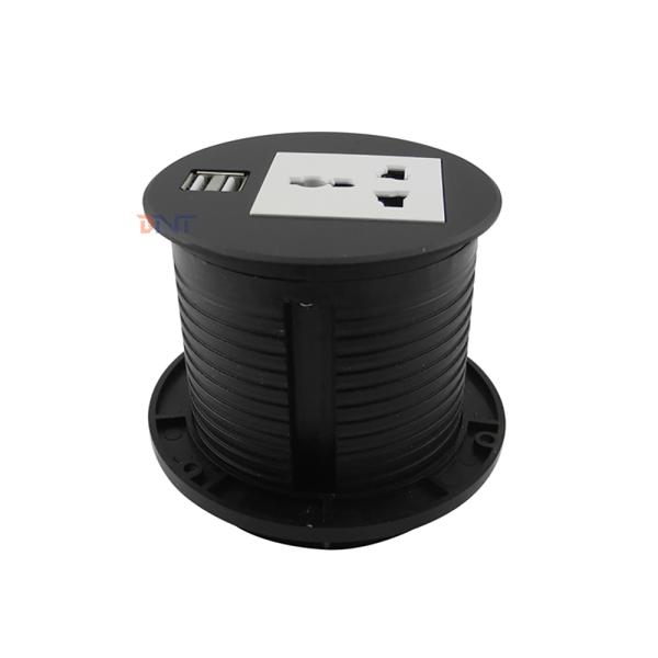 Черный всеобщий выход силы вокруг гнезда usb grommet силы построенного в гнезде usb силы круга офисной мебели софы стола