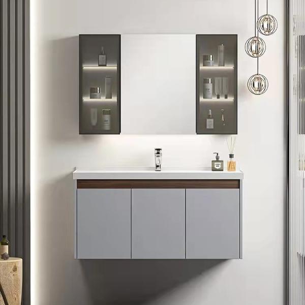 Hotel Flutuante Mural Montado de Madeira de Carvalho Sólido Banheiro Vanidade Com Espelho Lavatório