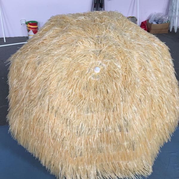 Manual Control Sun Beach Straw Thatch Scenic Patio Umbrellas Folding Wooden Iron Umbrella